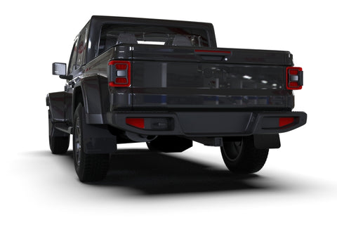 Rally Armor 19-25 Jeep JT Gladiator (Mojave/Rubicon) Black Mud Flap w/Grey Logo - MF104-BLK-GRY