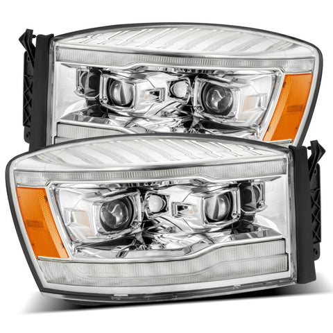 AlphaRex 06-08 Dodge Ram 1500HD LUXX LED Projector Headlights Plank Style Chrome w/Seq Signal/DRL - 880534