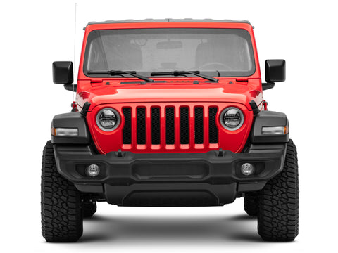 Raxiom 18-22 Jeep Wrangler JL/JT Axial 9-Inch LED Headlights w/RGB Halo- Black Housing (Clear Lens) - J142668