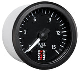Autometer Stack 52mm 0-15 PSI 1/8in NPTF Male Pro Stepper Motor Fuel Pressure Gauge - Black - ST3304