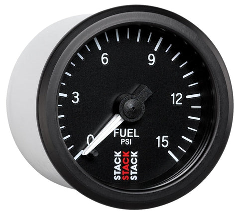 Autometer Stack 52mm 0-15 PSI 1/8in NPTF Male Pro Stepper Motor Fuel Pressure Gauge - Black - ST3304
