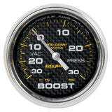 Autometer Marine Carbon Fiber Gauge 2-5/8in Mechanical Vacuum/Boost Gauge 30INHG-30PSI - 200775-40