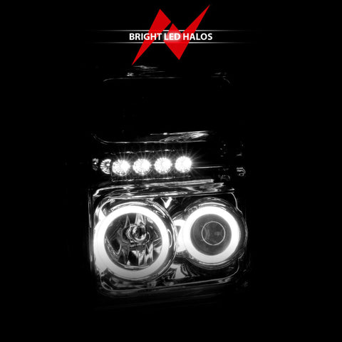 ANZO 2008-2010 Ford F-250 Projector Headlights w/ Halo Chrome (CCFL) - 111167