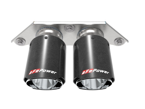 aFe Power Mach Force Xp 4in 304 SS Bolt-On Exhaust Tips Carbon Fiber 14-19 Porsche 911 GT3 3.8L/4.0L - 49C36435-C