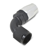 Russell Performance -10 AN Black/Silver 90 Degree Full Flow Hose End - 610183