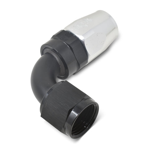Russell Performance -10 AN Black/Silver 90 Degree Full Flow Hose End - 610183