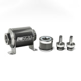 DeatschWerks Stainless Steel 3/8in 40 Micron Universal Inline Fuel Filter Housing Kit (70mm) - 8-03-070-040K-38