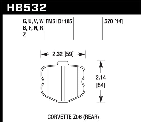 Hawk DTC-80 06-13 Chevy Corvette Z06 Rear Race Brake Pads - HB532Q.570