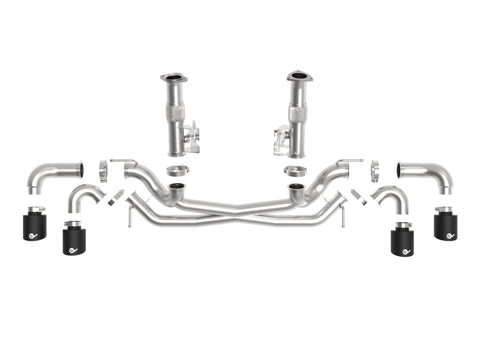 aFe MACH Force-Xp 3in to 2-1/2in 304SS Cat-Back (No Muff.) 2020 Chevy Corvette (C8) 6.2L - Black Tip - 49-34127NM-B