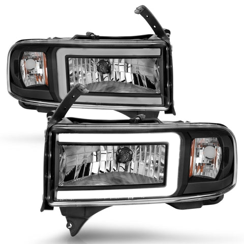 ANZO 94-02 Dodge RAM Crystal Headlight - w/ Light Bar Black Housing - 111554