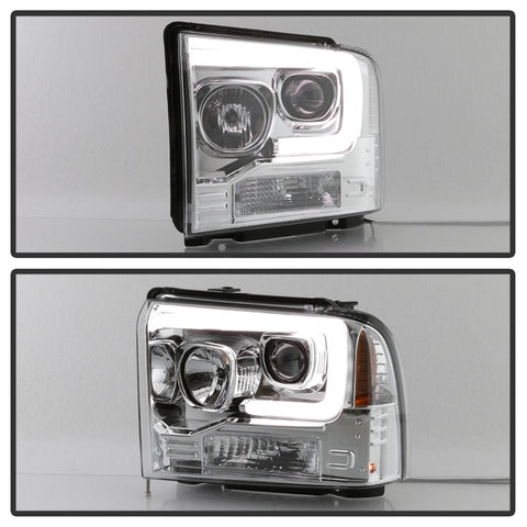 Spyder 05-07 Ford F250/350/450 SD Ver 2 Proj Headlights - Light Bar DRL - Black PRO-YD-FS05V2-LB-C - 5084682