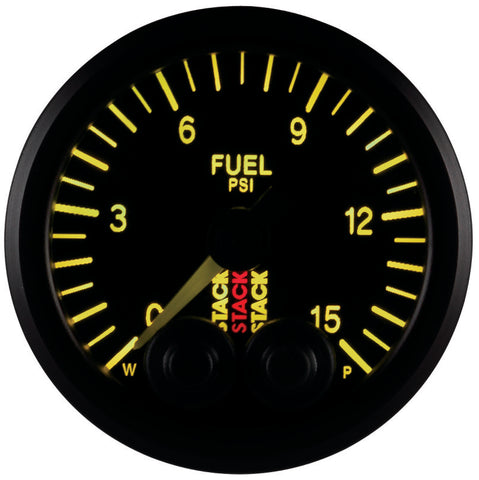 Autometer Stack 52mm 0-15 PSI 1/8in NPTF Male Pro-Control Fuel Pressure Gauge - Black - ST3504