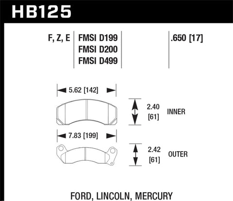 Hawk HPS Street Brake Pads - HB125F.650