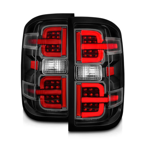 ANZO 15-19 Chevy Silverado 2500HD/3500HD (Halgn Only) LED Tail Lights w/Black Light Bar & Clear Lens - 311425