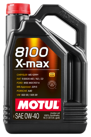 Motul 5L Synthetic Engine Oil 8100 0W40 X-MAX - Porsche A40 - 104533