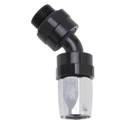 Russell Performance Hose End #8 to #8 Radius Inlet Port 45 Deg Blk/Clr - 612453