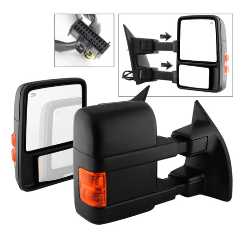 xTune Ford Superduty 08-15 L&R Extendable Power Heated Adjust Mirror Amber MIR-FDSD08S-PW-AM-SET - 9935756
