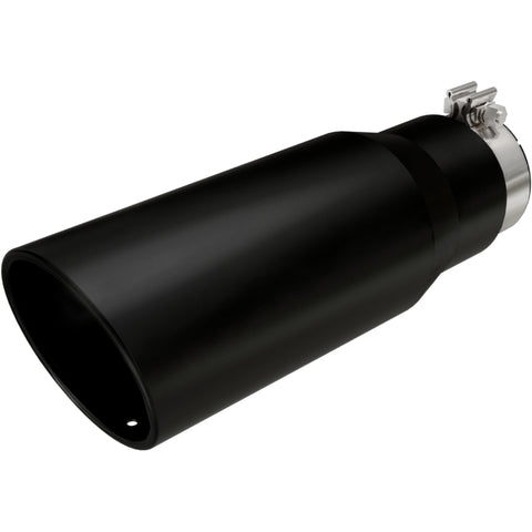 MagnaFlow Tip Stainless Black Coated Single Wall Round Single Outlet 5in Dia 3.5in Inlet 14.5in L - 35237