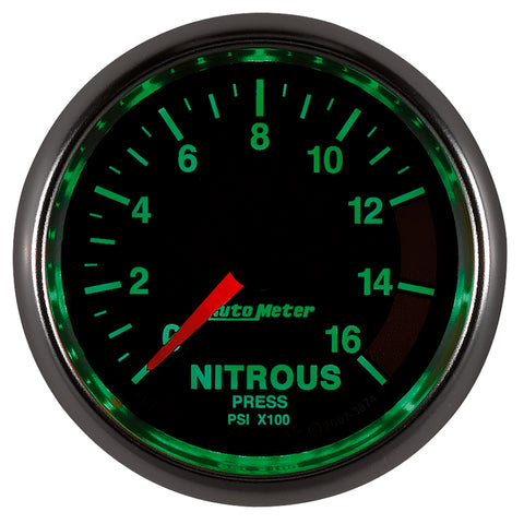 Autometer GS 2 1/16in. 1600PSI Nitrous Fuel Pressure Gauge - 3874