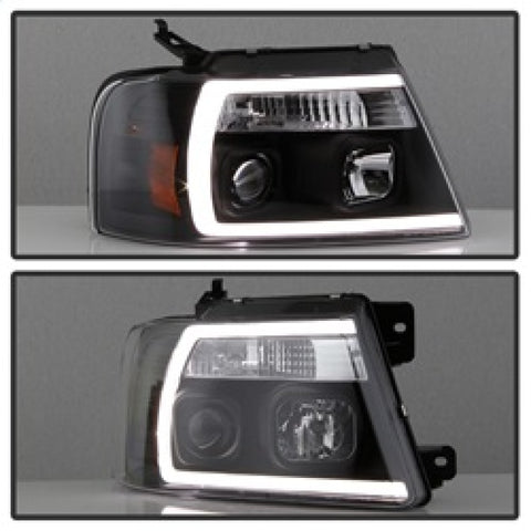 Spyder 04-08 Ford F-150 Projector Headlights - Light Bar DRL - Black PRO-YD-FF15004V2-LB-BK - 5084484