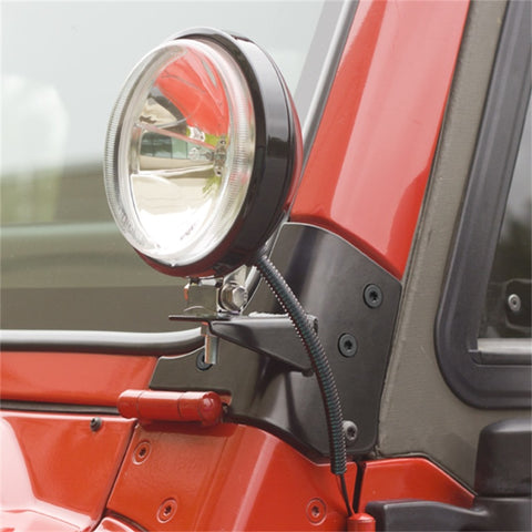 Rugged Ridge 97-06 Jeep Wrangler TJ Windshield Hinge Light Brackets Black - 11027.02