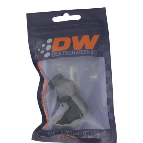 DeatschWerks 8AN ORB Male Swivel to 8AN Male Flare 90-Degree Fitting - Anodized Matte Black - 6-02-0411-B