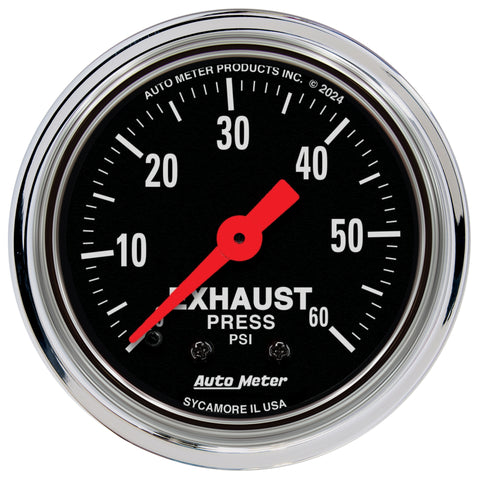 AutoMeter Gauge Exhaust Pressure 2-1/16in. 60 PSI Mechanical Traditional Chrome - 2415