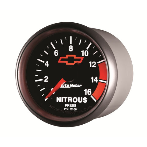 Autometer GM Bowtie Black 2-1/16in 0-1600 PSI Nitrous Pressure - Digital Stepper Motor - 3674-00406
