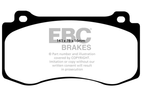 EBC 05-10 Chrysler 300C 6.1 SRT8 Yellowstuff Front Brake Pads (Excl 6 Piston Calipers) - DP41764R