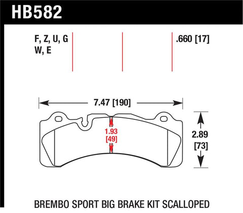 Hawk Brembo Caliper Family M Blue 9012 Race Brake Pads - HB582E.660