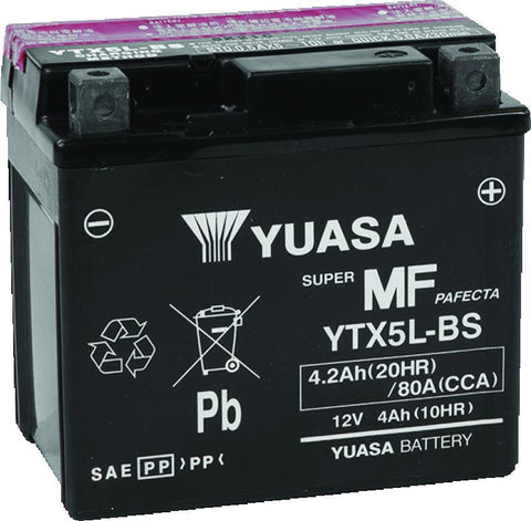 Yuasa YTX5L-BS Maintenance Free AGM 12-Volt Battery w/Bottle - YUAM32X5B