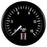 Autometer Stack 52mm 0-15 PSI 1/8in NPTF Male Pro Stepper Motor Fuel Pressure Gauge - Black - ST3304