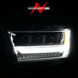 ANZO 19-20 Dodge Ram 1500 Tradesman LED Projector Headlights Plank Style w/Sequential Black (Driver) - 111495-L