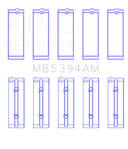 King Toyota Scion XA/XB 1NZFE (Size 0.5) Bi-Metal Aluminum Main Bearing Set - MB5394AM0.5
