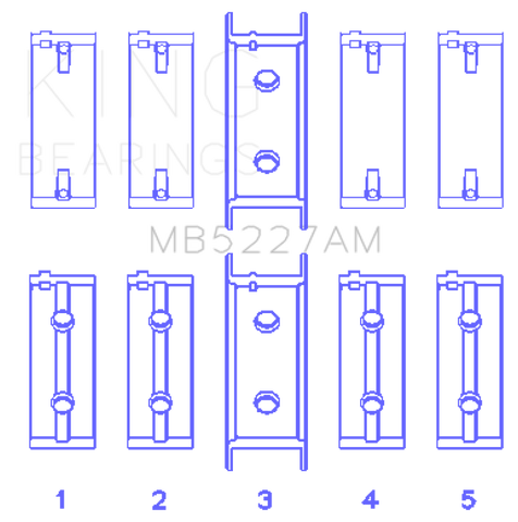 King Engine Bearings Mitsubishi 4G63/4G63T (92) (Size +0.50mm) Main Bearing Set - MB5227AM0.5