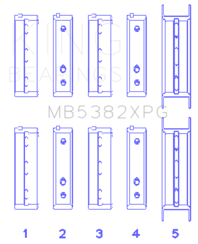 King Subaru EJ20/EJ22/EJ25 (Thrust in #5 Position) Tri-Metal Perf Main Bearing Set - Size +0.25mm - MB5382XPG0.25