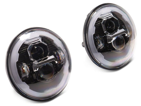 Raxiom 07-18 Jeep Wrangler Axial Series 7-Inch LED Headlights w DRL/ Black Housing - Clear Lens - J178741