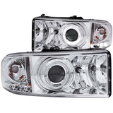 ANZO 1994-2001 Dodge Ram Projector Headlights w/ Halo Chrome - 111195