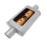Gibson MWA Superflow Center/Center Oval Muffler - 4x9x14in/2.25in Inlet/2.25in Outlet - Stainless - BM0106