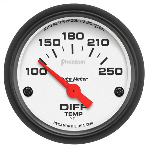 Autometer Phantom 52mm 2 Diff Temp. 100-250F Electronic Gauge Kit - 5749