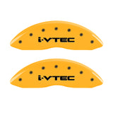 MGP 4 Caliper Covers Engraved Front & Rear I-Vtec Yellow Finish Black Char 2017 Acura ILX - 39020SIVTYL