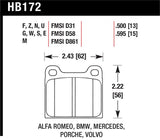 Hawk 63-65 Porsche 356 Front /  69-83 911 / 64-72 912 Rear DTC-60 Race Brake Pads - HB172G.595