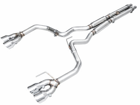 AWE 2024 Ford Mustang GT Fastback S650 RWD Track Edition Cat-Back Exhaust w/ Quad Chrome Silver Tips - 3020-42650