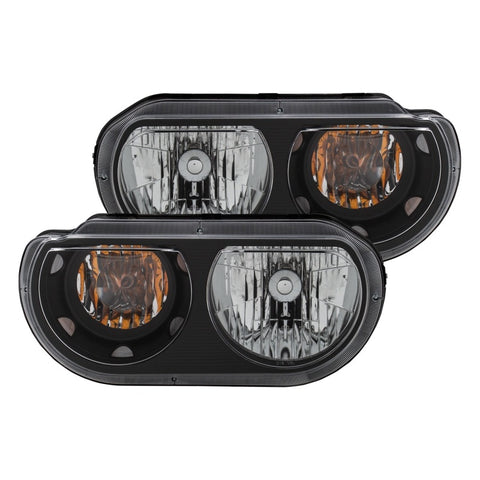 ANZO 2008-2014 Dodge Challenger Crystal Headlights Black - 121526