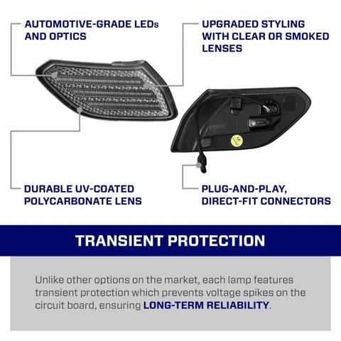 Form Lighting 2018 Wrangler JL LED Sidemarkers Clear (Pair) - FL0062
