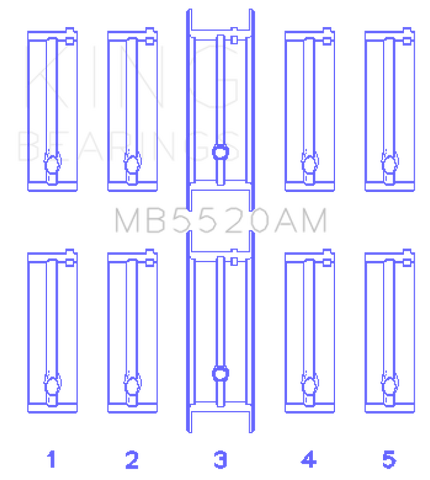 King Engine Bearings Opel C20Xe/X18Xe/X22Xe (Size +0.25mm) Main Bearing Set - MB5520AM1.25