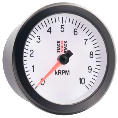 Autometer Stack Sport 88mm 0-10K RPM Tachometer - White - ST100-010W