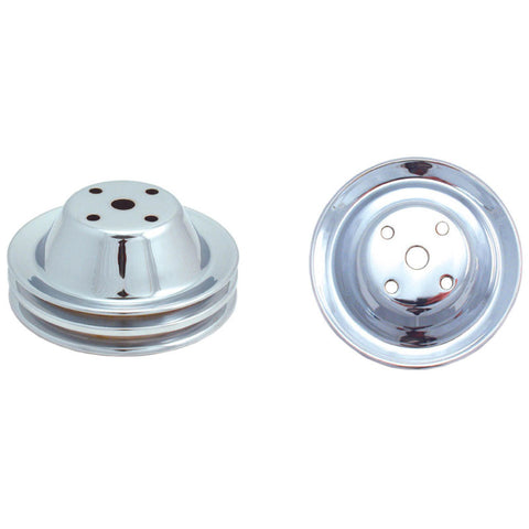 Spectre SB Chevy Double Upper Groove Long Water Pump Pulley - Chrome - 4418