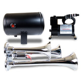 Kleinn Triple Chrome Horn Kit w/ 130 PSI Air Compressor / 1.0 gal Air Tank - HK3