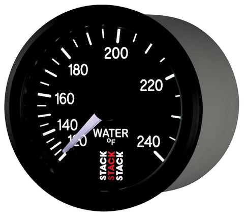 Autometer Stack 52mm 120-240 Deg F 1/2in Npt (M) Mechanical Water Temp Gauge - Black - ST3108